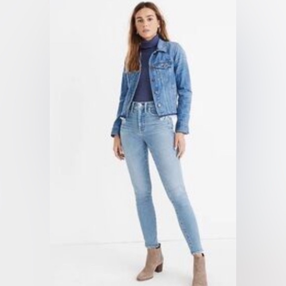 MADEWELL 10” High Rise Skinny Crop Raw Edge Jeans Charlemont Wash   Waist 30 NWT - Picture 5 of 15